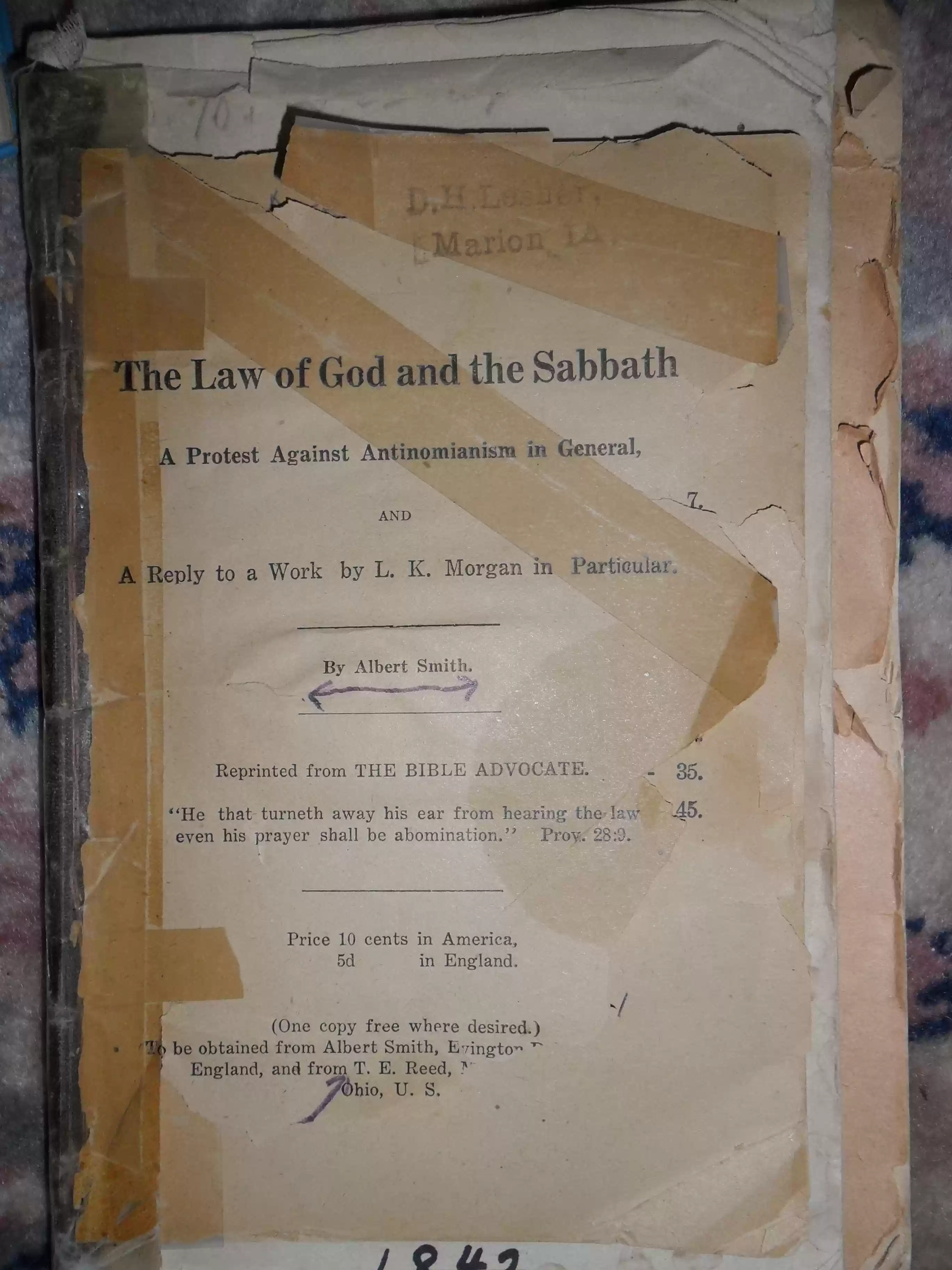 SAM_0516-The Law of God and the Sabbath by Albert Smith. He was a well-known Church of God (Seventh Day) pastorpreacherwritter from England in the 192